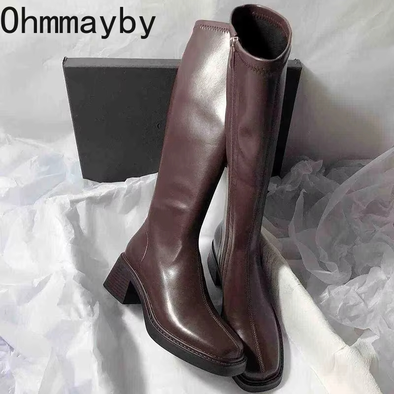 Women'S Fashion Korea - Vintage Thick Heel Women Knee High