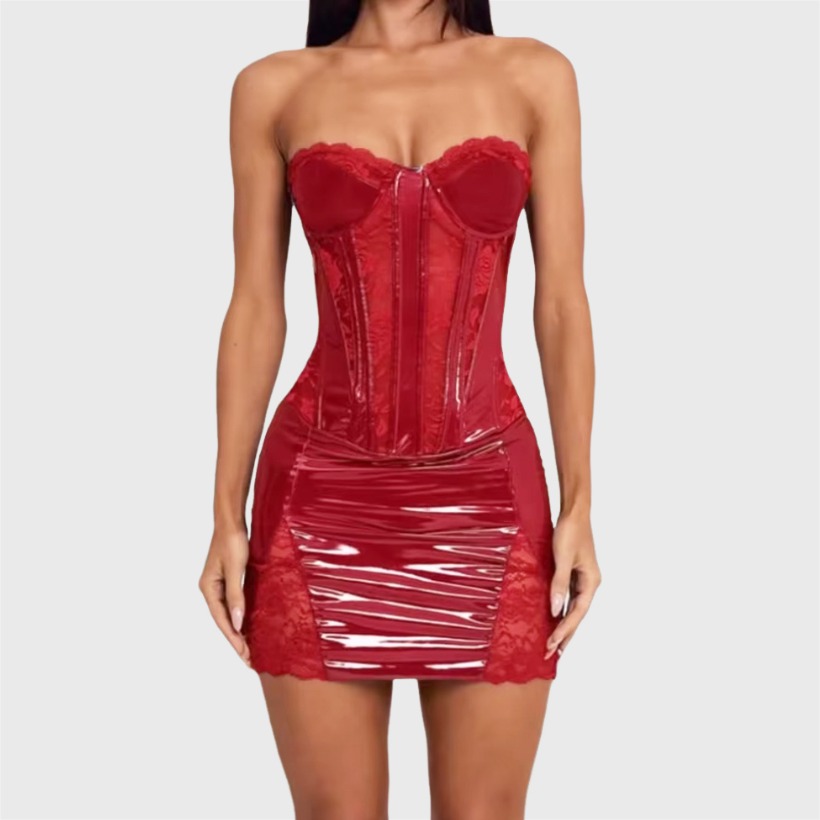 Women Fashion Outfits - Ellolace Tempted Lingeries Fashion Strapless Leather