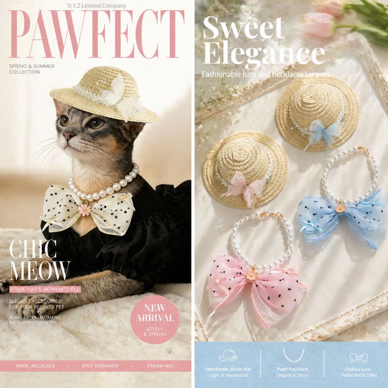 Straw Hat Summer - Cute Summer Pet Straw Bucket Hat