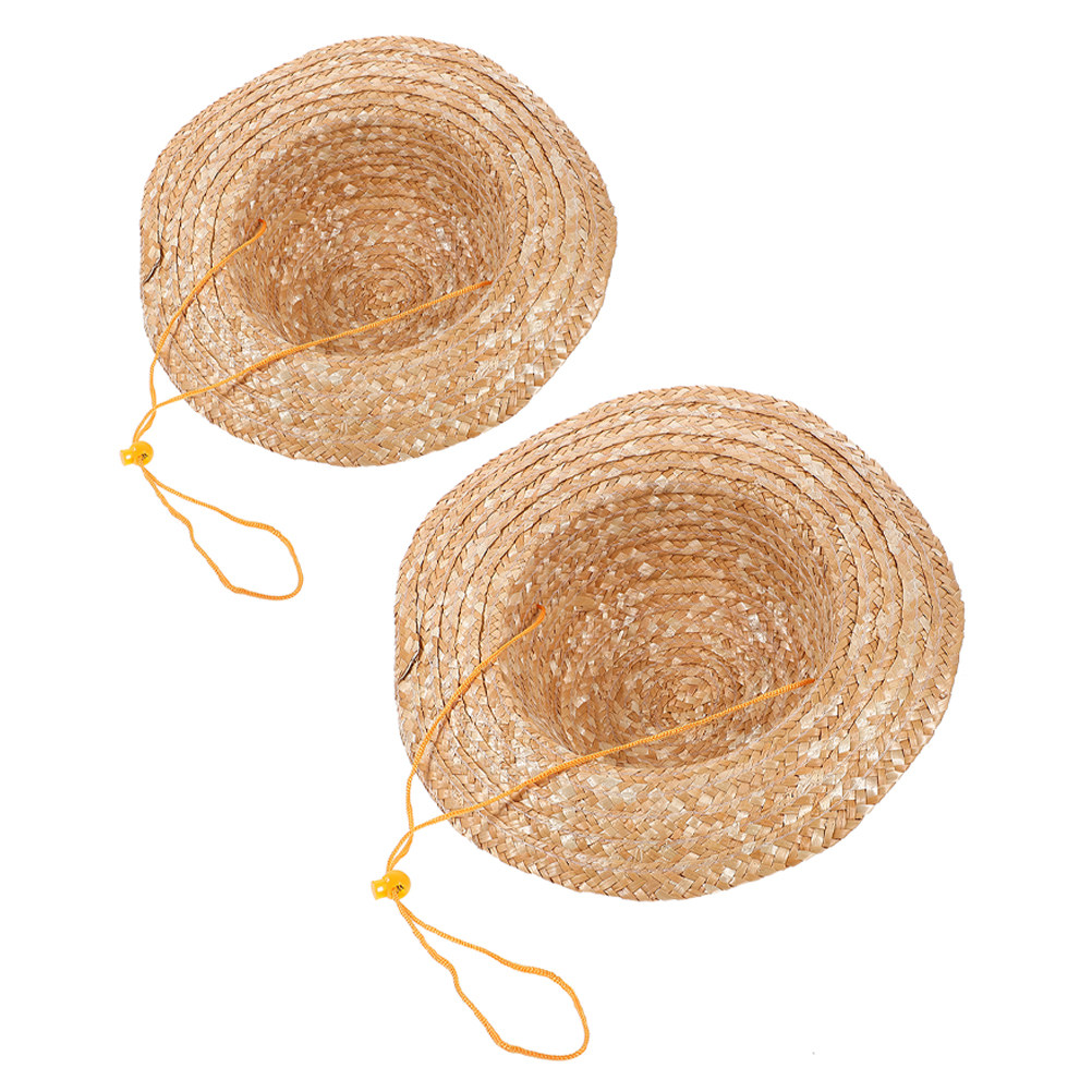 Straw Hat Summer - 2Pcs Kids Straw Hat Natural Color