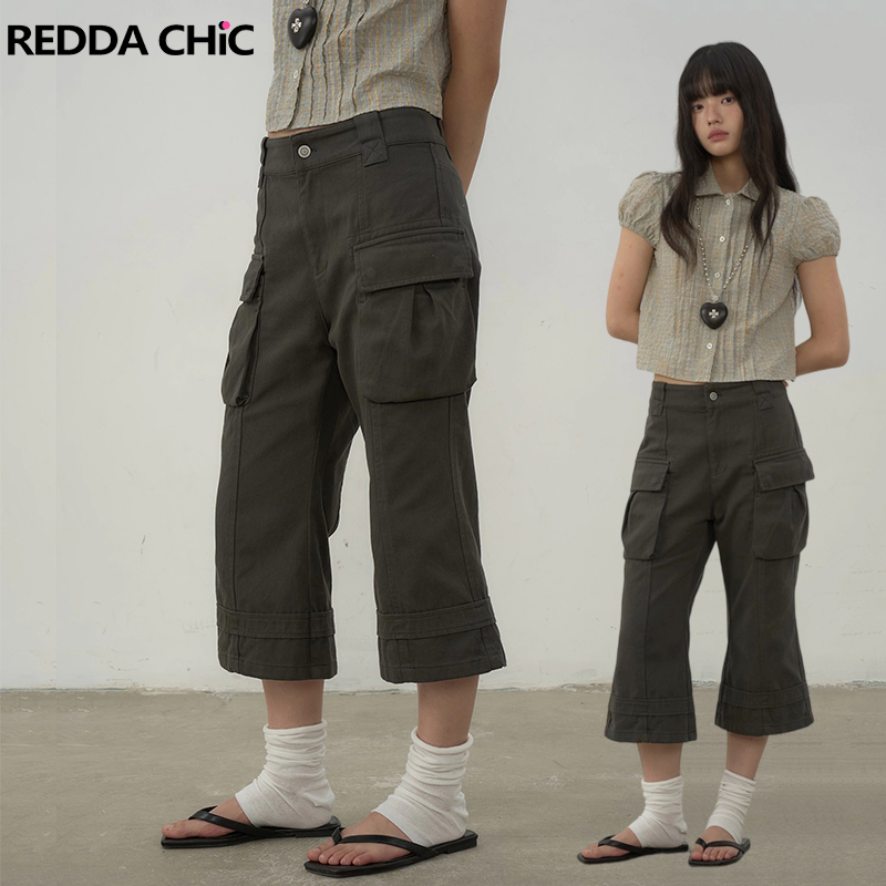 Women'S Fashion Korea - REDDACHiC Grunge Cargo Jean Shorts Women