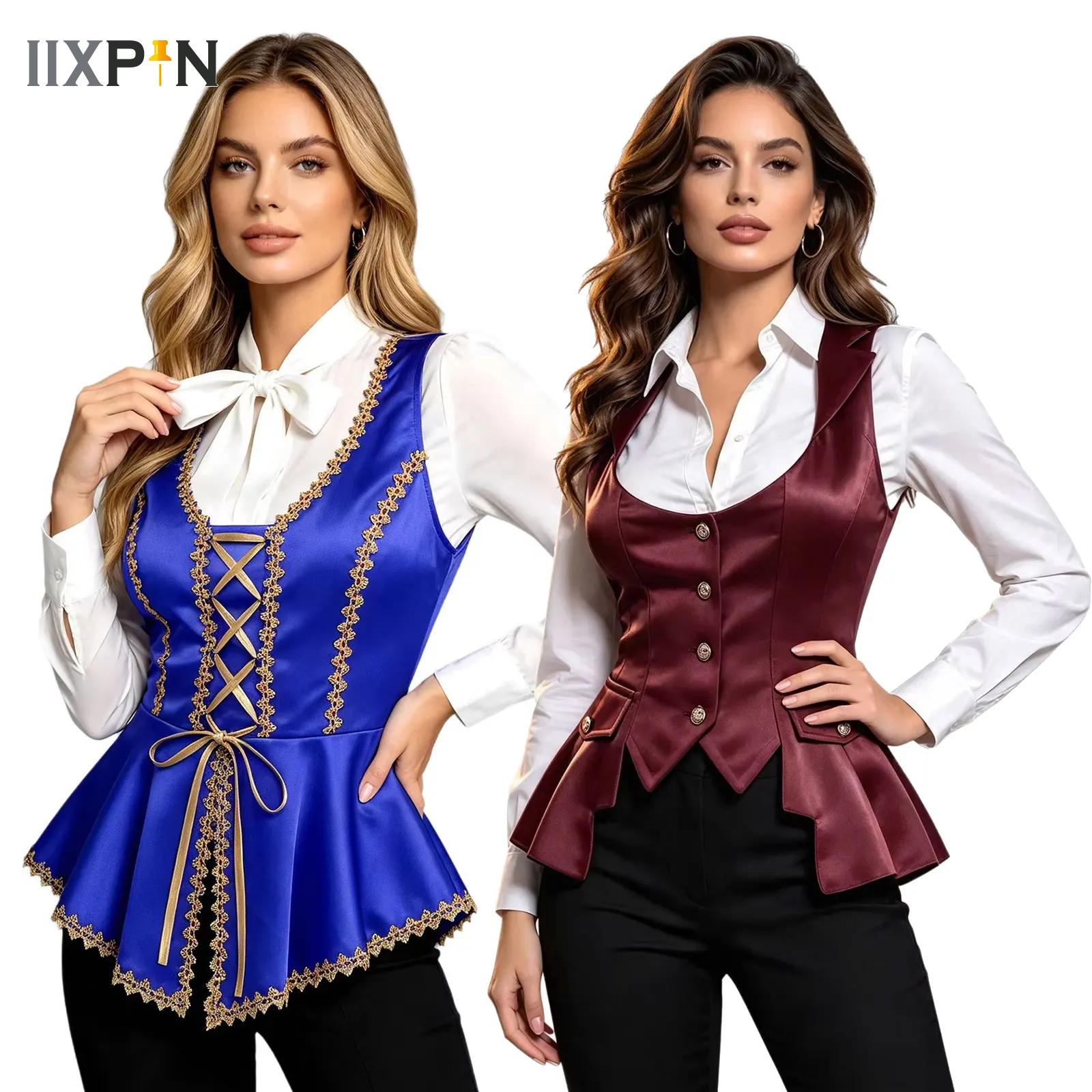 Women'S Fashion Victorian - Women Victorian Satin Vests Steampunk Renaissance