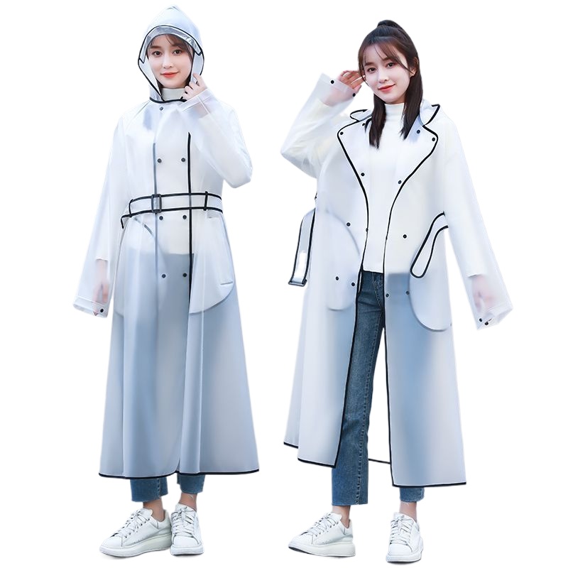 Women'S Fashion Raincoat - Fashion Single‑person Transparent Raincoat Long Hooded