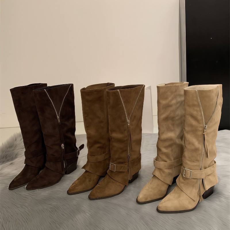 Women'S Fashion Leather Boots - Women's Boots Vintage Suede Leather Casual