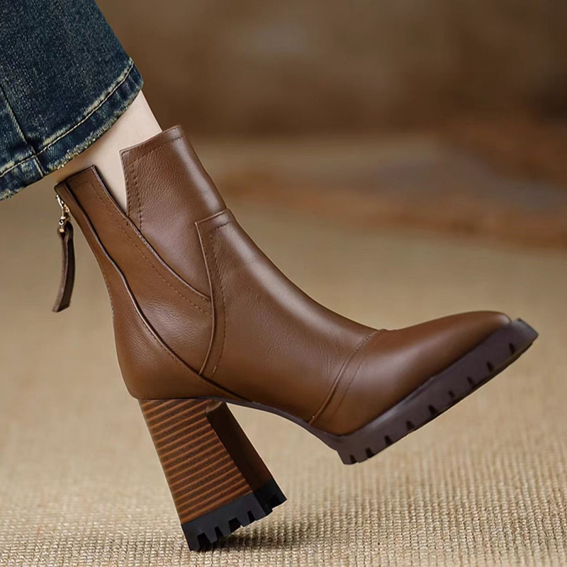 Oulylan Thick High-heeled Wome - Women'S Fashion Leather Boots 评论和价格