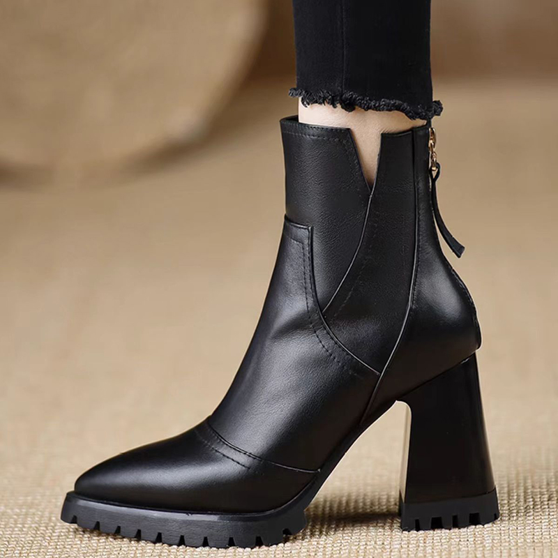 Oulylan Thick High-heeled Wome - Women'S Fashion Leather Boots 评论和价格