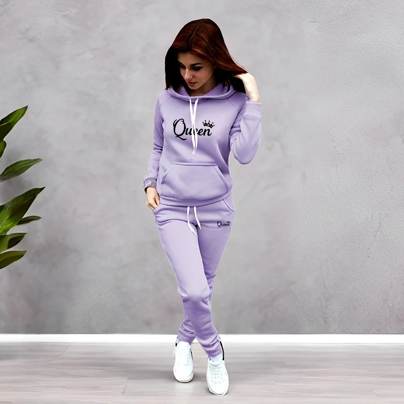 Womens Tracksuit Queen Letter  - Women Fashion Outfits 评论和价格