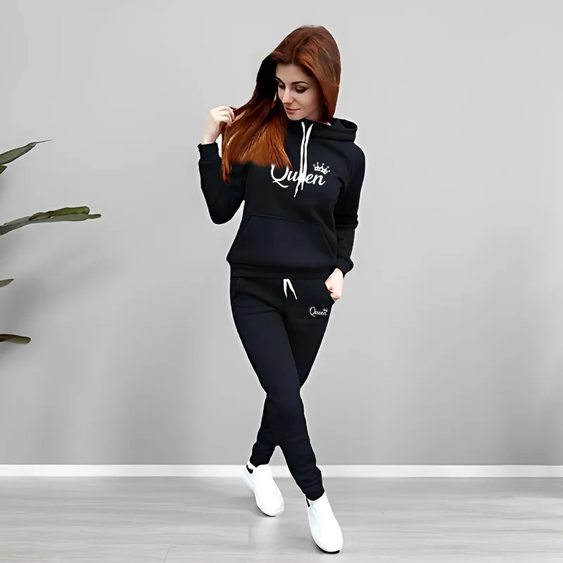 Womens Tracksuit Queen Letter  - Women Fashion Outfits 评论和价格