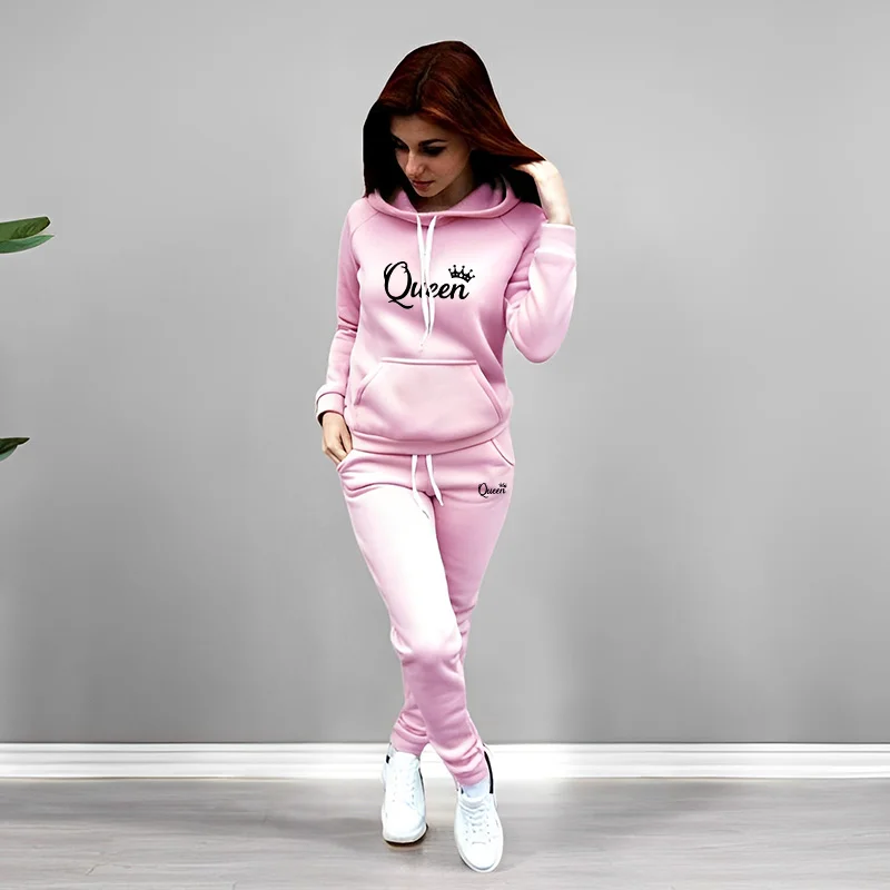 Womens Tracksuit Queen Letter  - Women Fashion Outfits 评论和价格