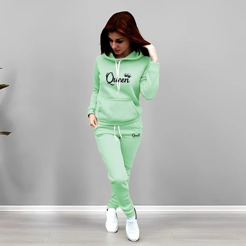 Womens Tracksuit Queen Letter  - Women Fashion Outfits 评论和价格