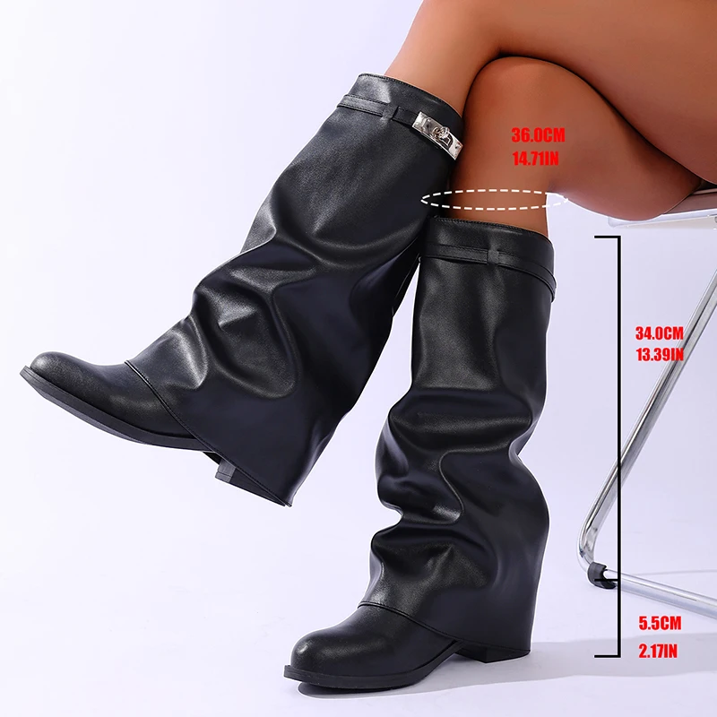 Brand Design Black Pu Leather  - Women'S Fashion Leather Boots 评论和价格