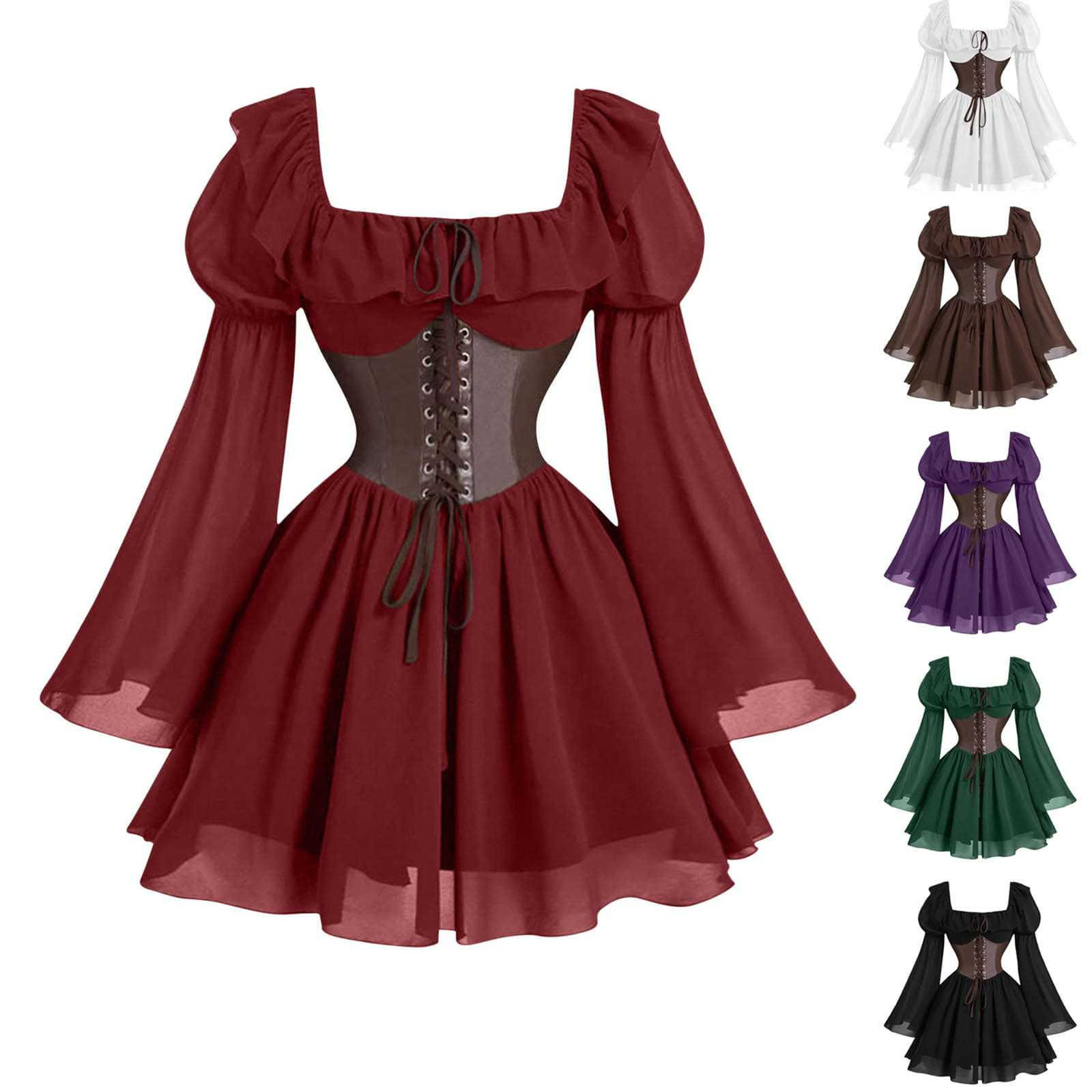 Renaissance Medieval Long Slee - Women'S Fashion Victorian 评论和价格