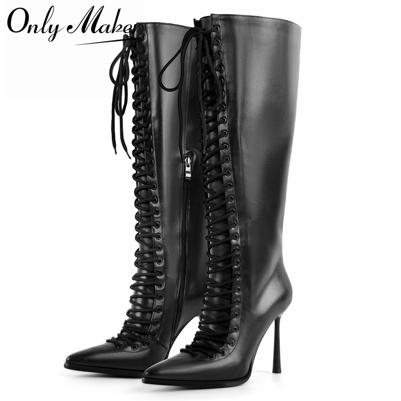 Onlymaker Pointed Toe Lace Up  - Women'S Fashion Leather Boots 评论和价格
