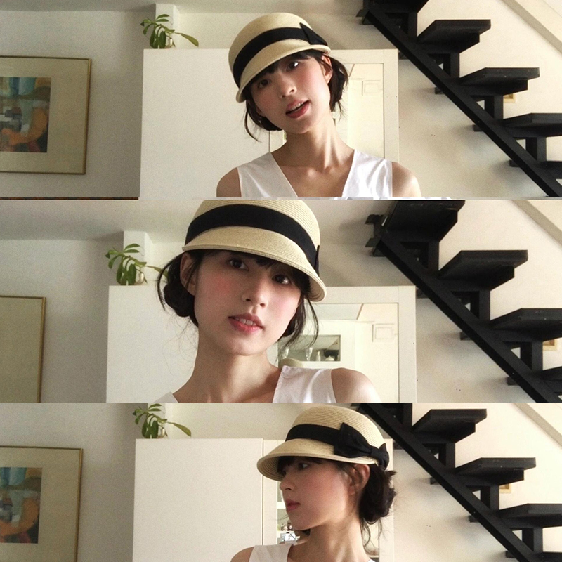 Bow Dome Straw Peaked Hat for  - Straw Hat Summer 评论和价格